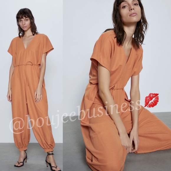 ZARA BNWT Long Full Cut Jumpsuit with Matching Belt - Picture 5 of 9